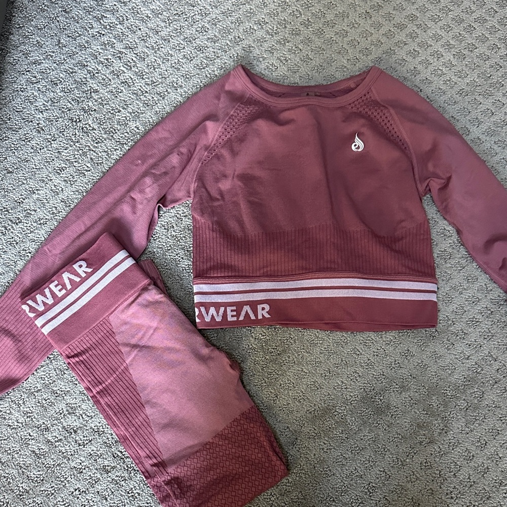 Pink Long Sleeve Top and Leggings Set